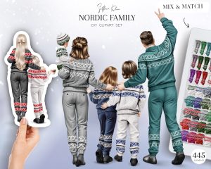 Nordic Family Clipart, Sweaters Clip Art, Family Creator
