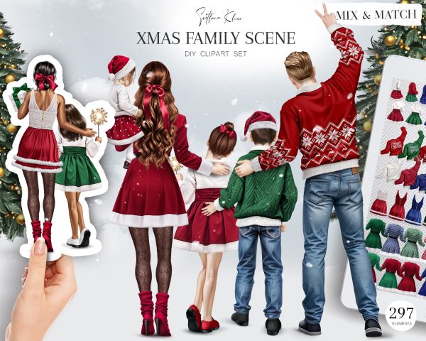 Xmas Family Clipart, Christmas Scene Creator, Xmas Clip Art