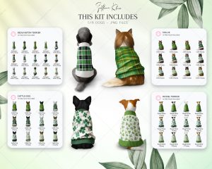 Lucky Dogs Clipart Bundle, Lucky Day Animals PNG, Dogs Backs