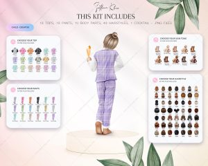 Family Pajamas Clipart, Family Creator, Parents and Kids PNG