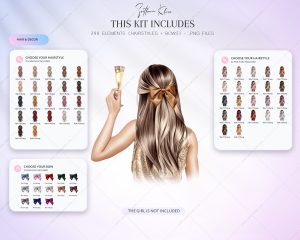 Hairstyles with Bows Clipart, Hair Clipart, Beauty Hair PNG