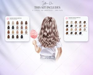 Side View Children Hairstyles Clipart, PNG