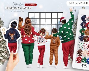 Plus Size Christmas Family Clipart