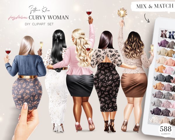 Fashion Curvy Woman Clipart