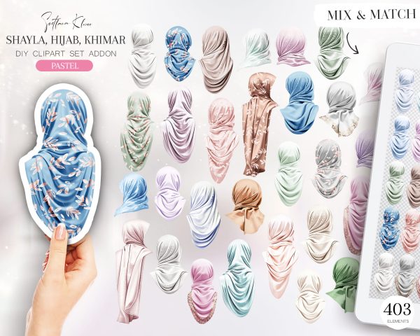 Pastel Shayla, Hijab, Khimar Clipart