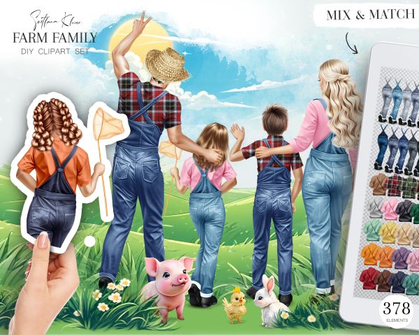 Farm Family Clipart, Family PNG Graphic