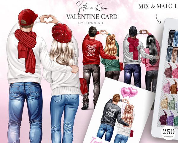 Valentine Card Clipart, Lovers PNG