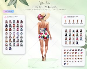 Summer Vibe Clipart, Girls PNG