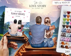A Couple in a Boat Clipart, Love Story