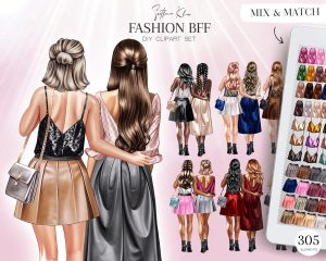 Fashion BFF Clipart, Best Friends Girls