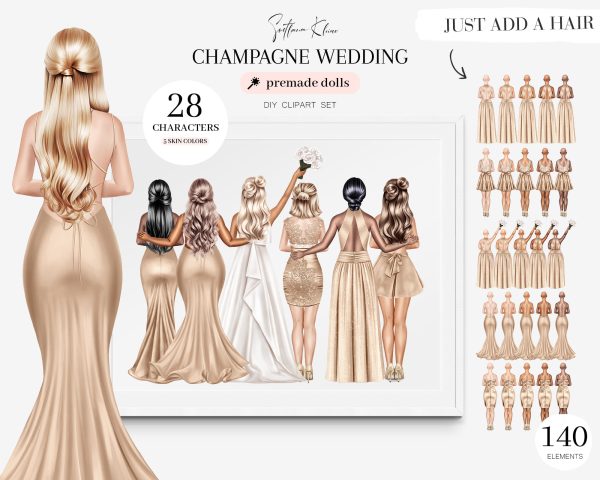 Champagne Wedding Clipart
