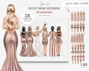 Dusty Rose Wedding Clipart