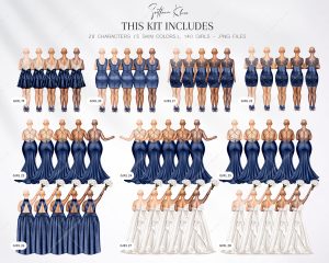 Navy Blue Bridesmaids Clipart
