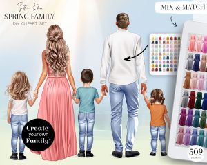 Spring Family Clipart, Family Creator
