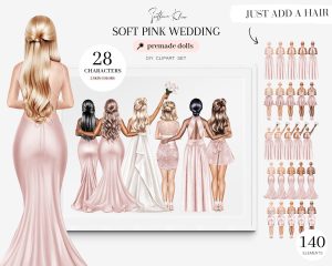 Soft Pink Bridesmaids Clipart