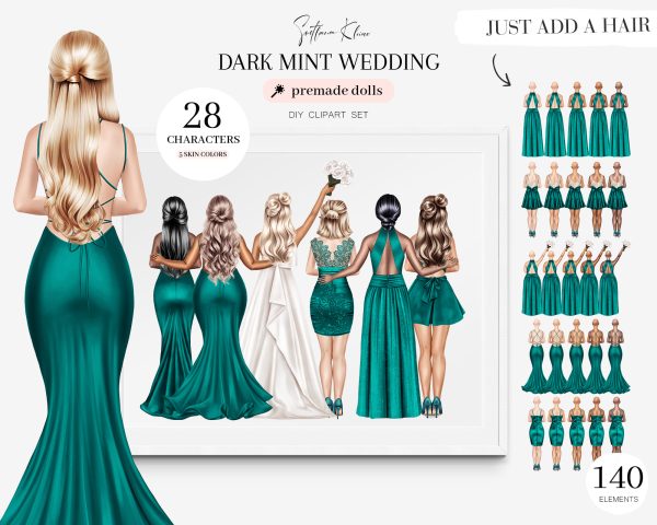 Dark Mint Bridesmaids Clipart