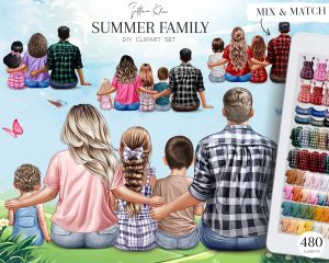 Summer Sitting Family Clipart