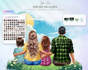 Summer Sitting Family Clipart