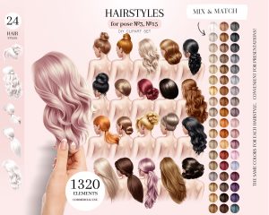 Beautiful Half-Side Hairstyles Clipart