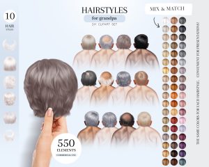 Hairstyles for Grandpa Clipart