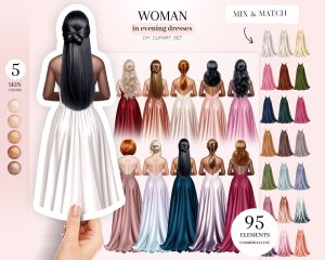 Woman in Evening Dresses Clipart