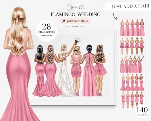 Flamingo Wedding Clipart
