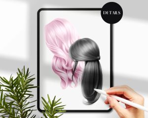 Beautiful Half-Side Hairstyles Clipart
