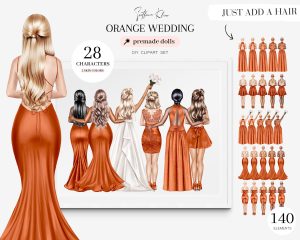 Orange Dresses Clipart