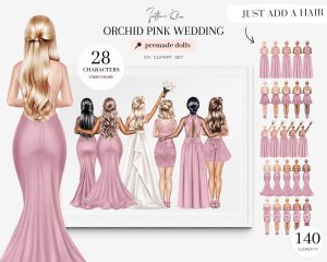 Orchid Pink Wedding Clipart