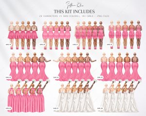 French Pink Wedding Clipart
