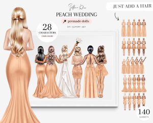 Peach Wedding Clipart