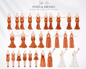 Orange Dresses Clipart