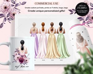 Woman in Pastel Dresses Clipart
