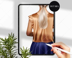 Woman in Blouse and Skirt Clipart