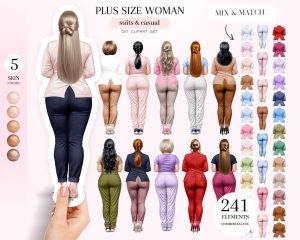 Curvy Woman in Suit Clipart