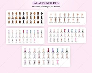 Little Girls in Silk Dresses Clipart