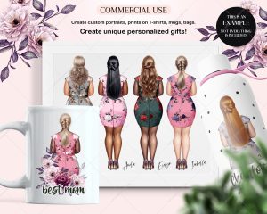 Curvy Woman in Floral Dress Clipart