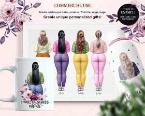 Curvy Woman in Jeans and Jackets Clipart