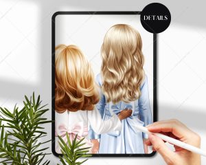 Little Girls in Silk Dresses Clipart