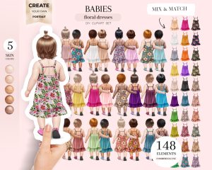 Floral Dress Baby Clipart