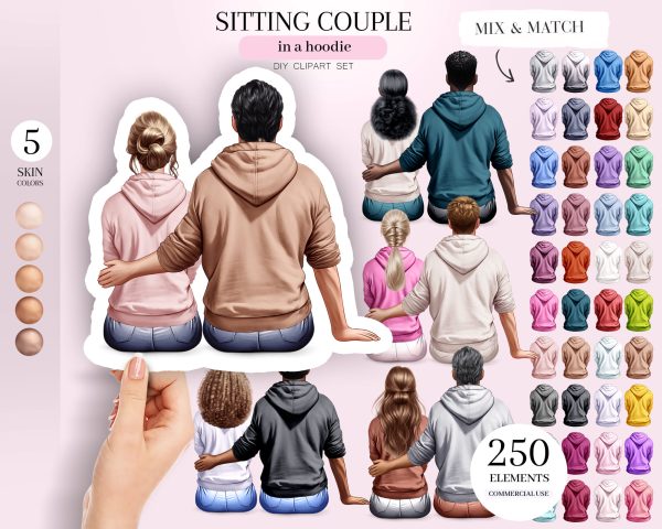 Couple in Hoodies Clipart