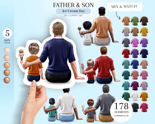 Ice Cream Father Son Clipart