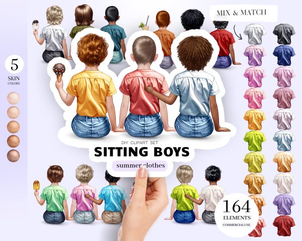 Sitting Boys Clipart