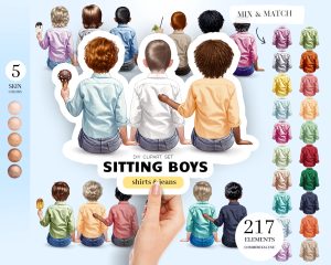 Sitting Children Clipart