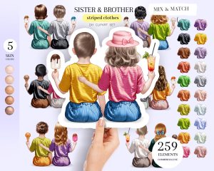 Sister and Brother Clipart