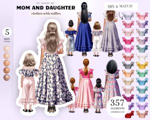 Mom and Daughter Clipart