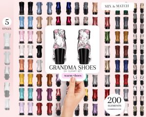 Grandma Warm Shoes Clipart