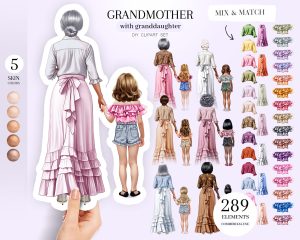 Grandmother with Granddaughter Clipart