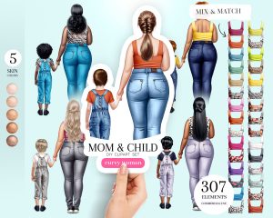 Mom and Child Clipart