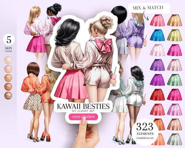 Kawaii Besties Clipart